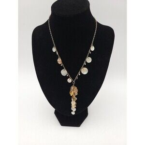 You And I Necklace Silver Tone Shell Necklace Y Drop Signed